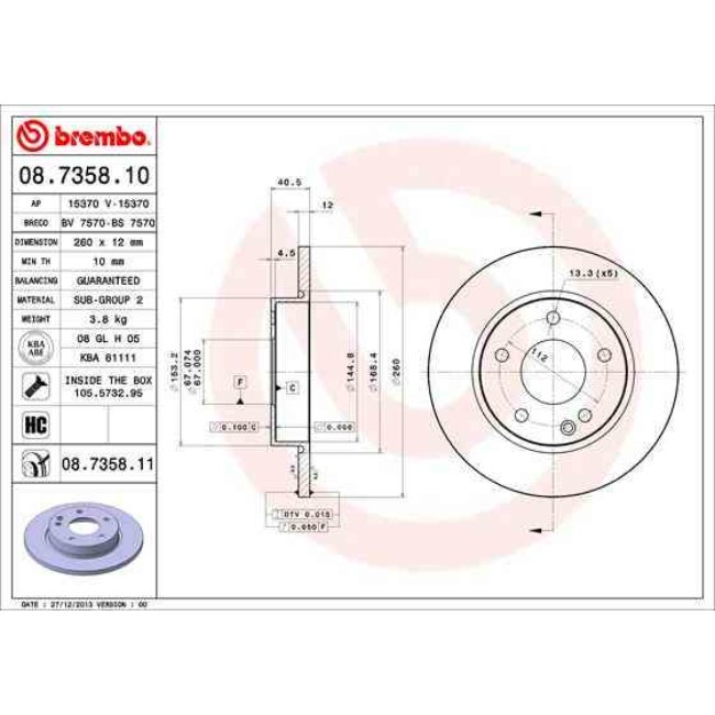 2 Disques De Frein Brembo Vernis Uv 08.7358.11