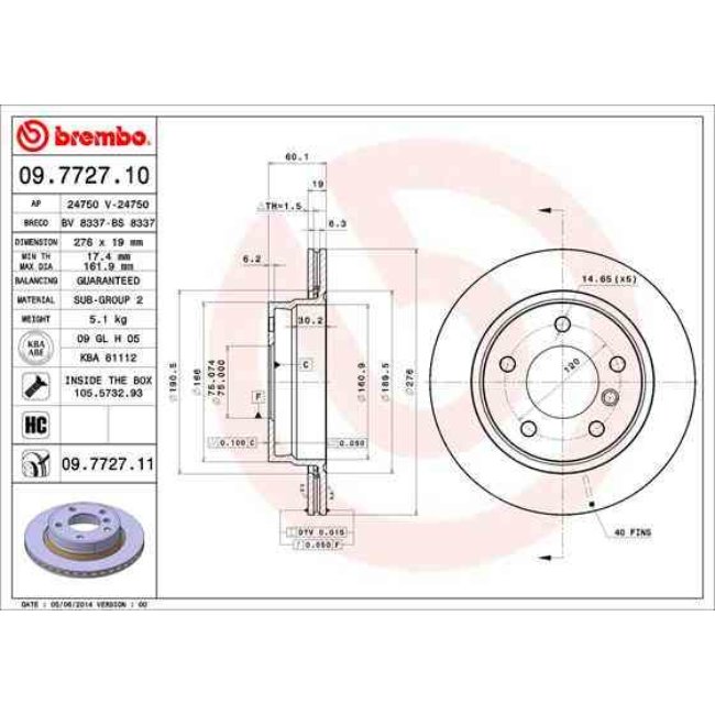 2 Disques De Frein Brembo Vernis Uv 09.7727.11