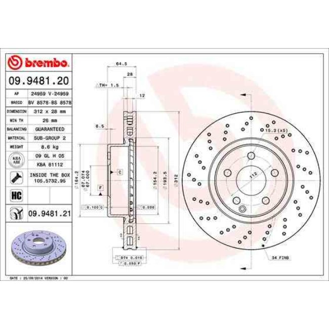 1 Disque De Frein Brembo Xtra Vernis Uv 09.9481.21