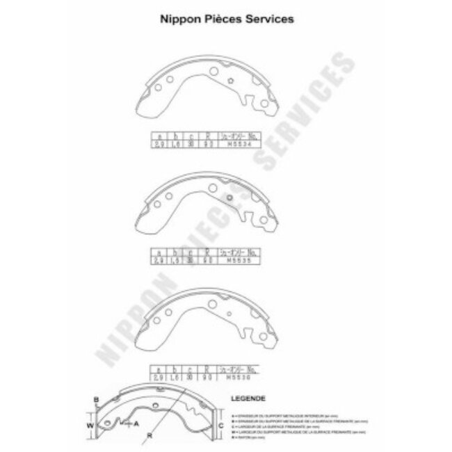 Jeu De 4 Mâchoires De Frein Nps H350a07
