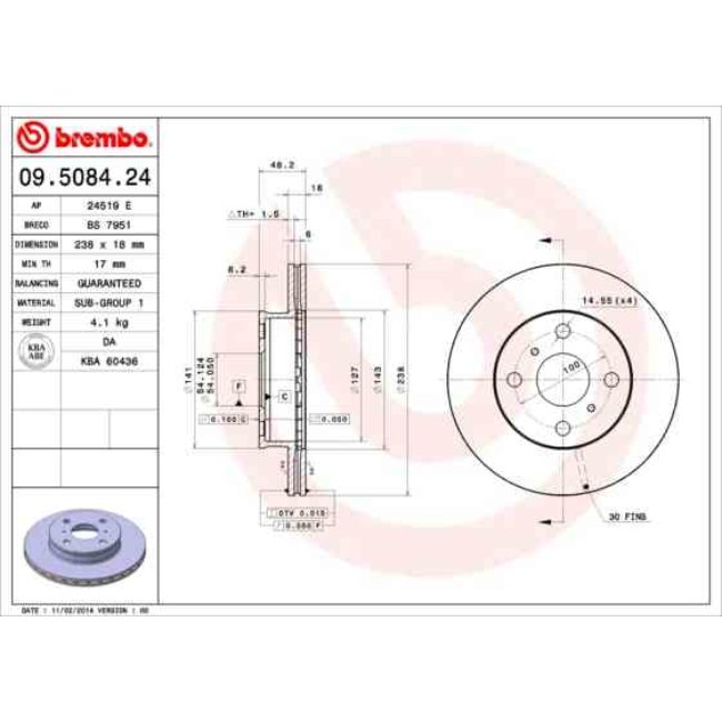2 Disques De Frein Brembo 09.5084.24