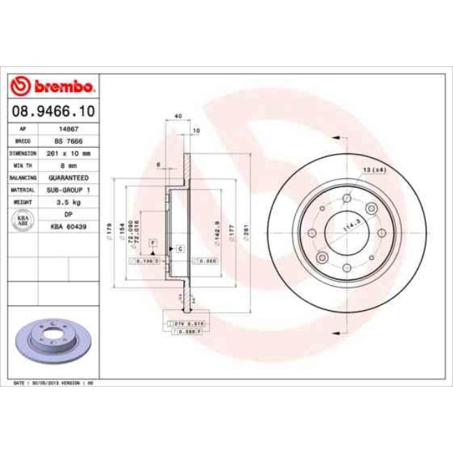 2 Disques De Frein Brembo 08.9466.10