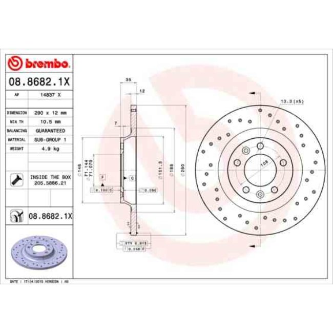 2 Disques De Frein Brembo Xtra Vernis Uv 08.8682.1x