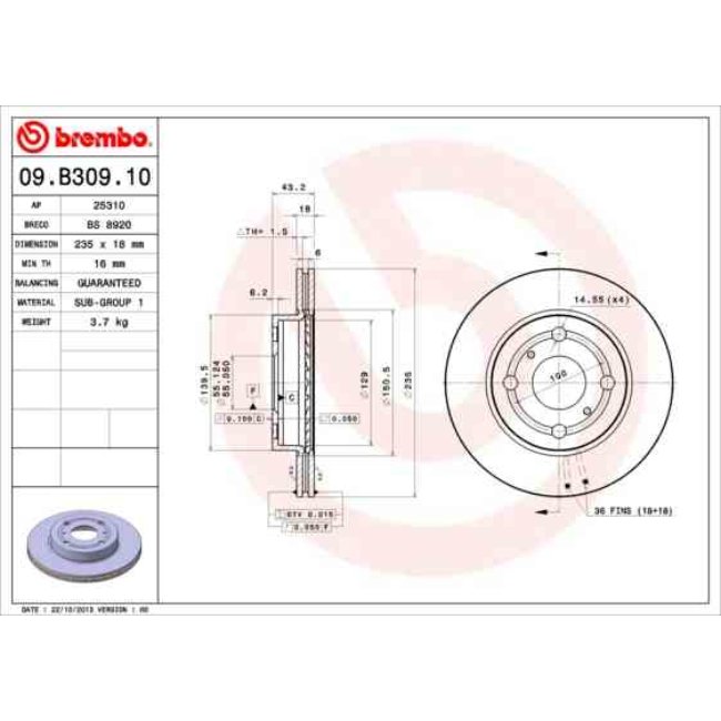 2 Disques De Frein Brembo 09.b309.10