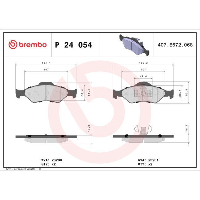 4 Plaquettes De Frein Brembo P24054