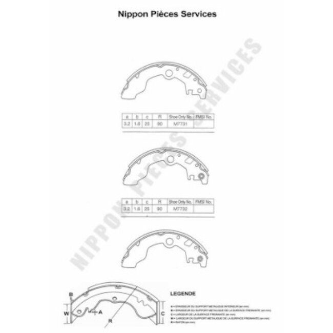 Jeu De 4 Mâchoires De Frein Nps S350u16