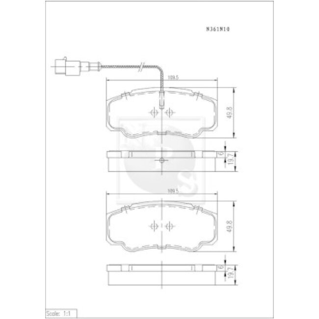 4 Plaquettes De Frein Nps N361n10