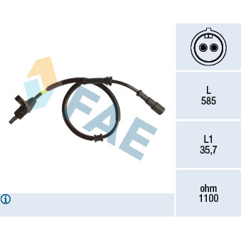 Capteur De Vitesse De Roue Abs Fae 78317f