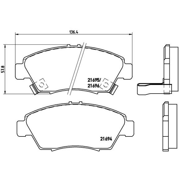 4 plaquettes de frein Brembo P28023