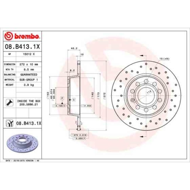 2 Disques De Frein Brembo Xtra Vernis Uv 08.b413.1x