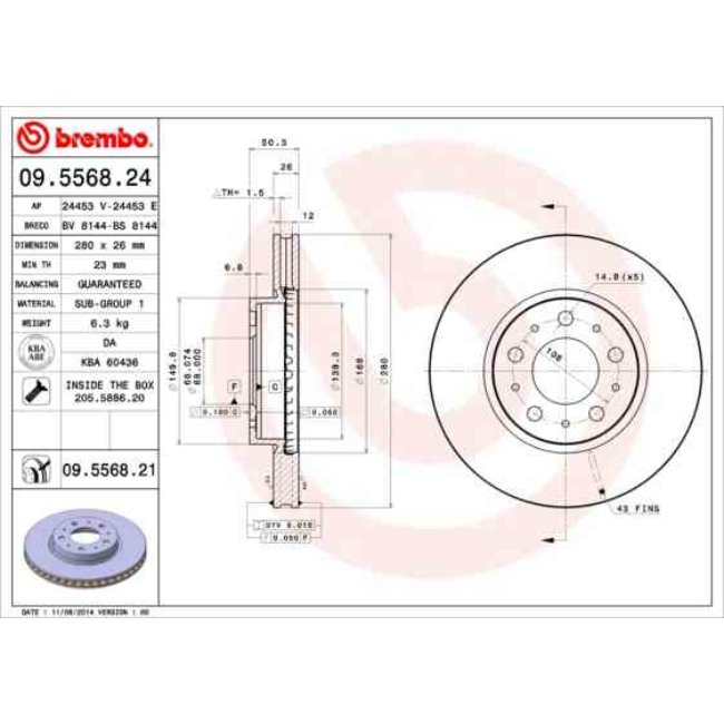 2 Disques De Frein Brembo Vernis Uv 09.5568.21
