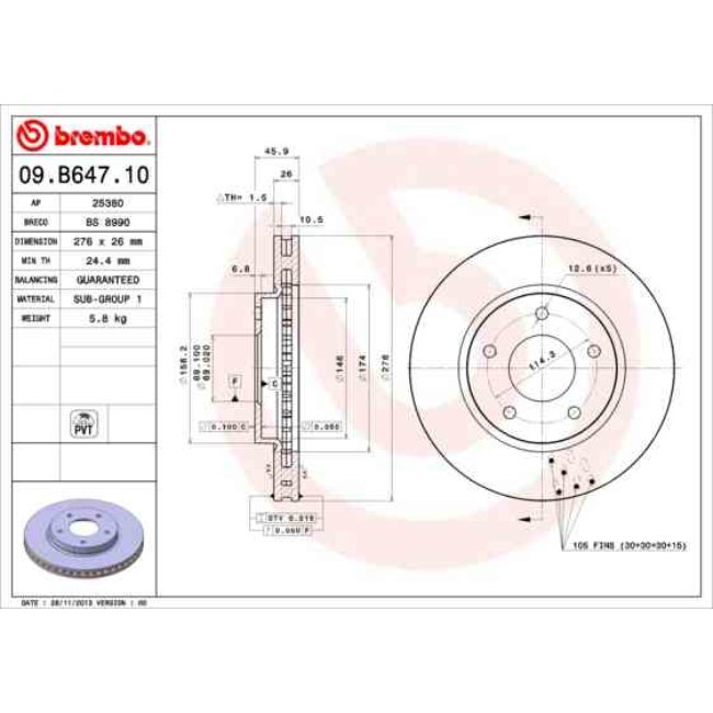 2 Disques De Frein Brembo 09.b647.11