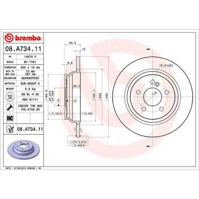 2 Disques De Frein Brembo Vernis Uv 08.a734.11