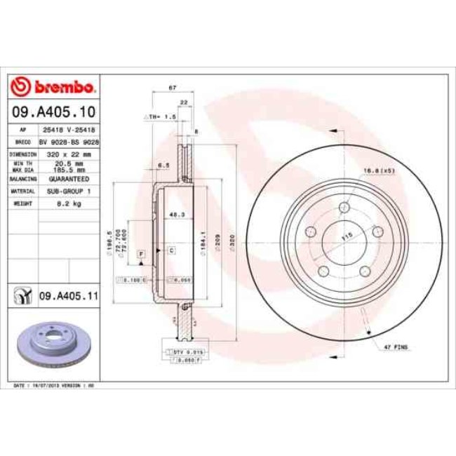 2 Disques De Frein Brembo Vernis Uv 09.a405.11
