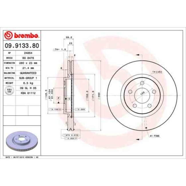 2 Disques De Frein Brembo Vernis Uv 09.9133.81