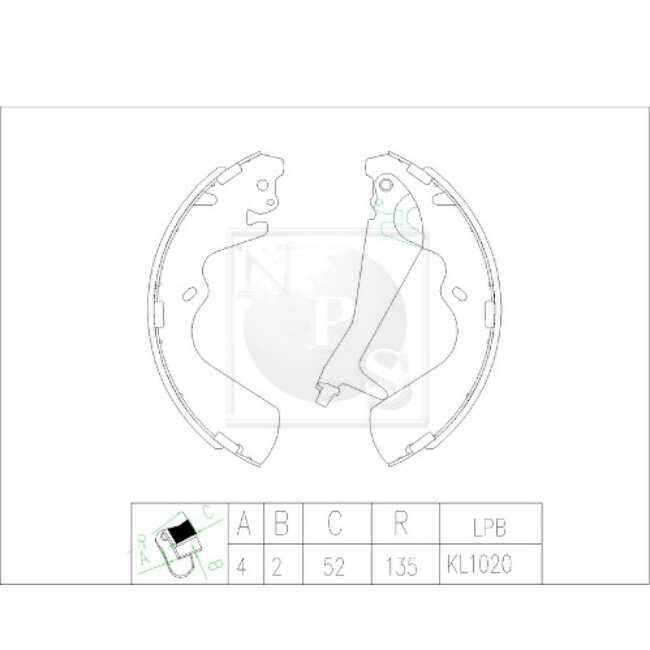 Jeu De 4 Mâchoires De Frein Nps H350i04