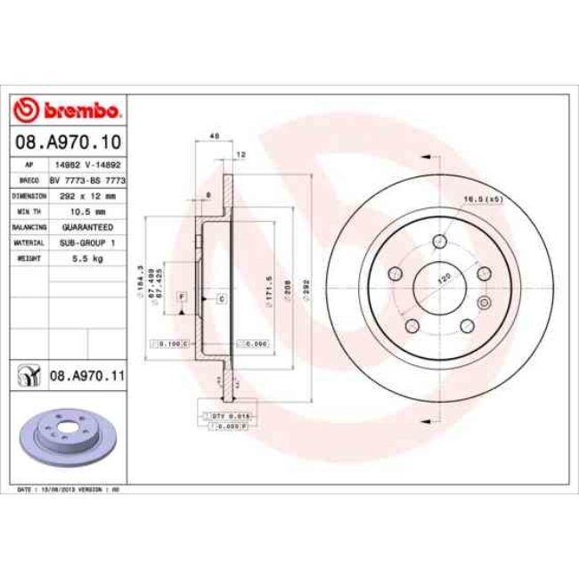 2 Disques De Frein Brembo Vernis Uv 08.a970.11