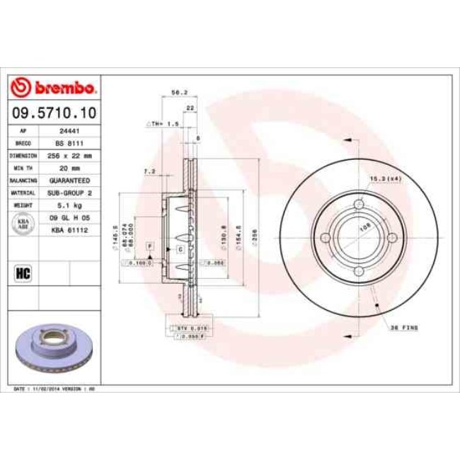 2 Disques De Frein Brembo 09.5710.10