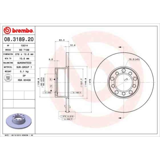 2 Disques De Frein Brembo 08.3189.20