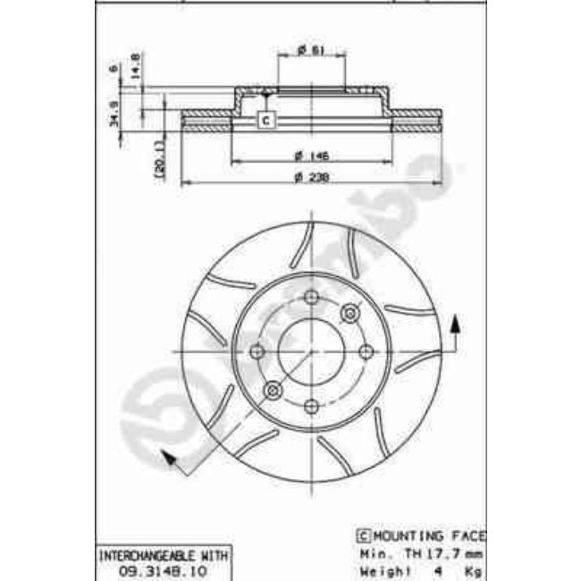 2 Disques De Frein Brembo Vernis Uv 09.3148.75