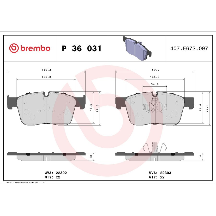 4 Plaquettes De Frein Brembo P 36 031