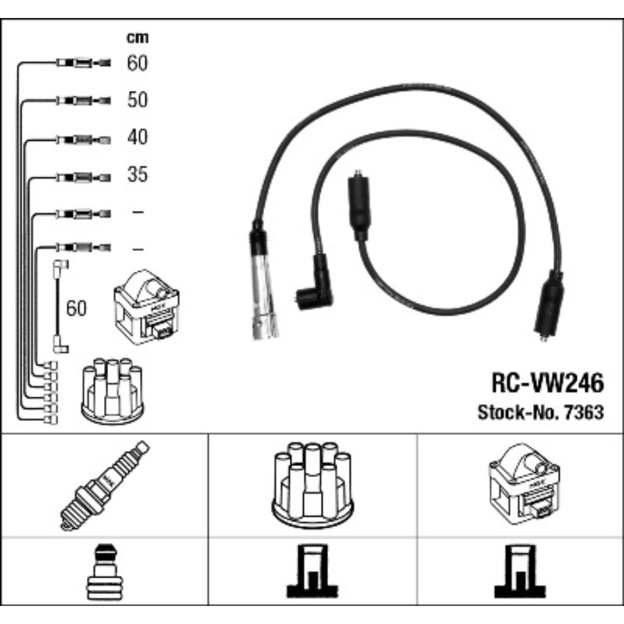 NGK  Fils de bougies / Faisceau d'allumage 7363 VOLKSWAGEN GOLF