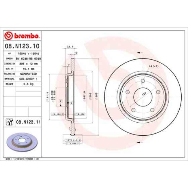 2 Disques De Frein Brembo Vernis Uv 08.n123.11