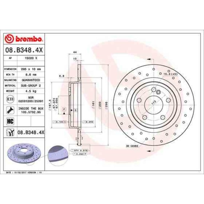2 Disques De Frein Brembo Xtra Vernis Uv 08.b348.4x