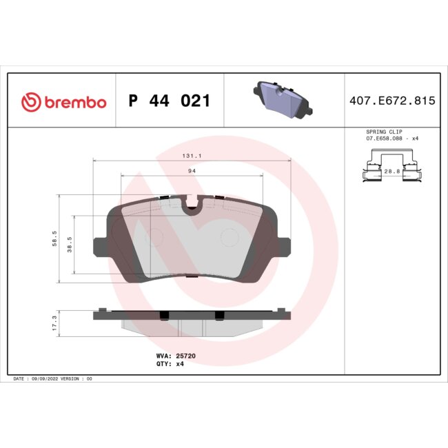 4 Plaquettes De Frein Brembo P44021