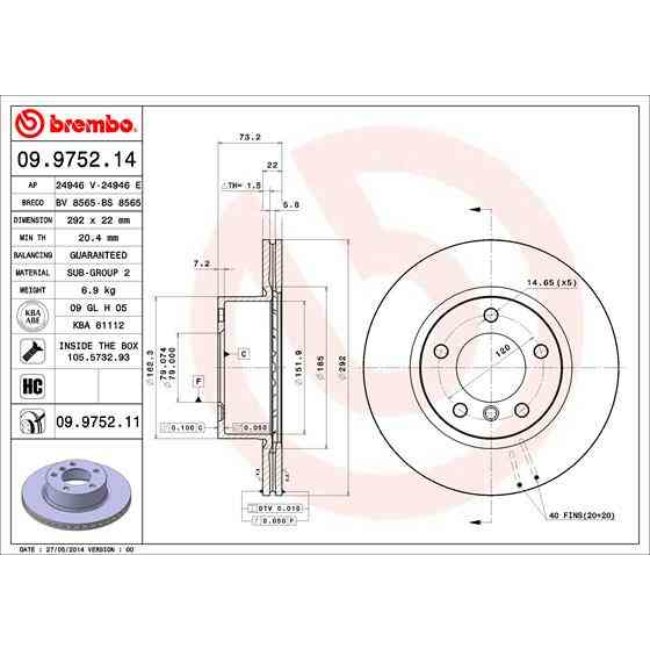 2 Disques De Frein Brembo Vernis Uv 09.9752.11