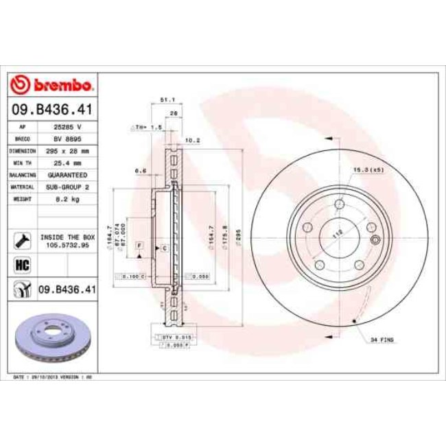 2 Disques De Frein Brembo Vernis Uv 09.b436.41