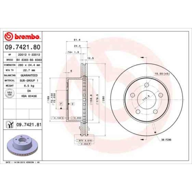 2 Disques De Frein Brembo Vernis Uv 09.7421.81