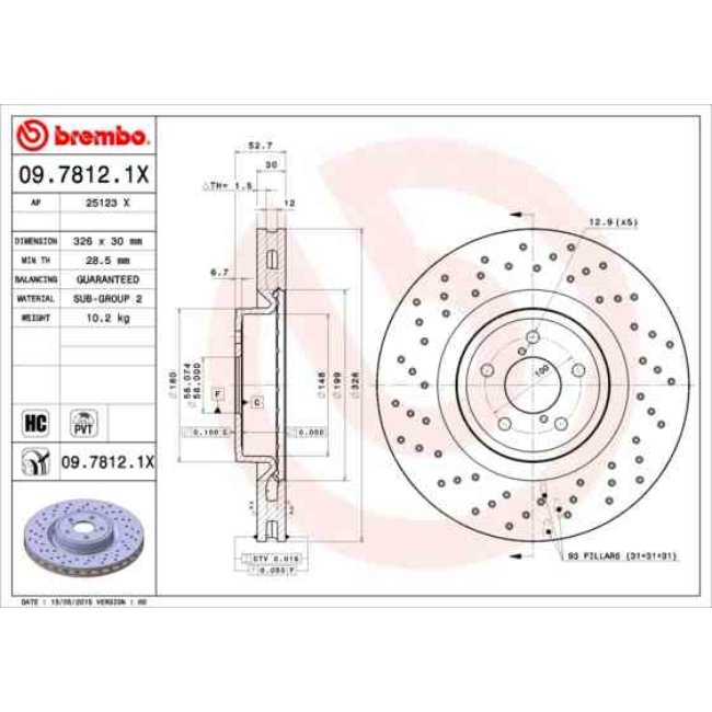 1 Disque De Frein Brembo Xtra Vernis Uv 09.7812.1x