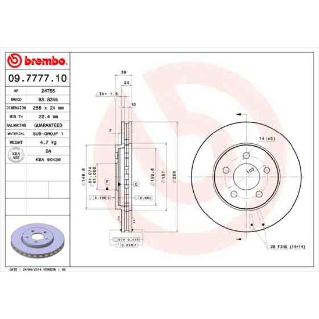 2 Disques De Frein Brembo 09.7777.10