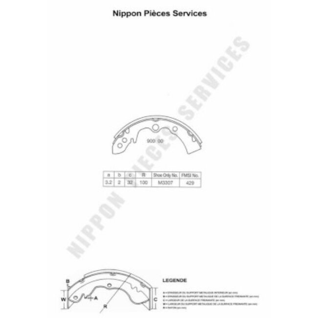 Jeu De 4 Mâchoires De Frein Nps M350a02
