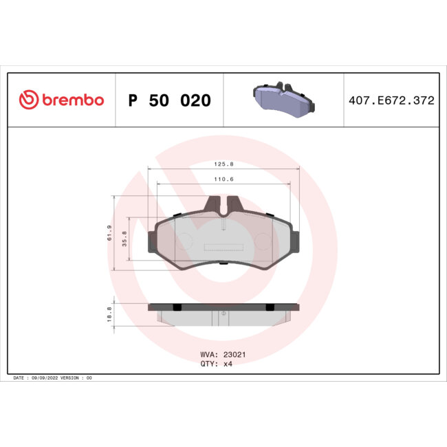 4 Plaquettes De Frein Brembo P50020