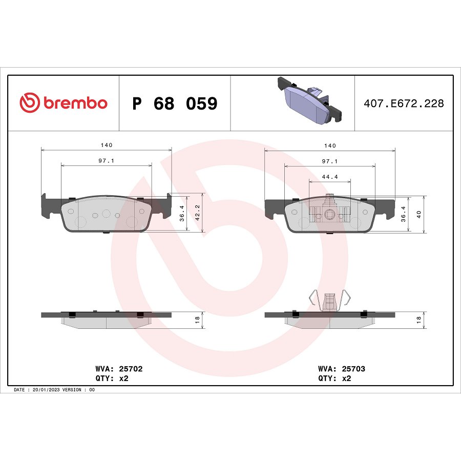 4 Plaquettes De Frein Brembo P68059