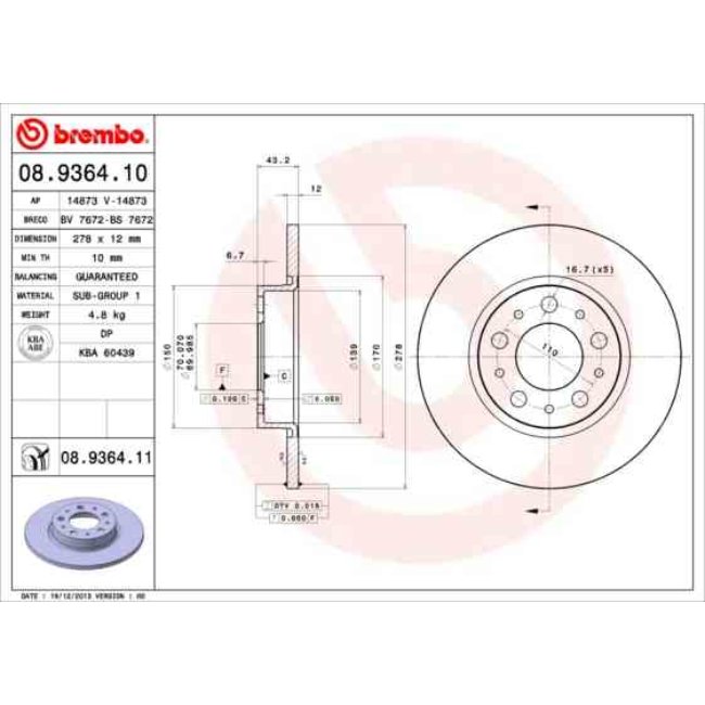 2 Disques De Frein Brembo Vernis Uv 08.9364.11