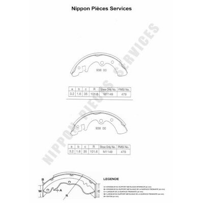 Jeu De 4 Mâchoires De Frein Nps N350n00