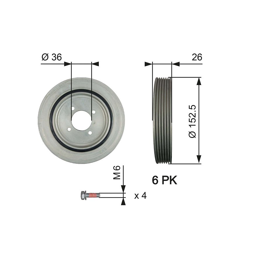 Poulie Damper + Vis Gates Tvd1011a