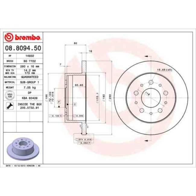 2 Disques De Frein Brembo 08.8094.50