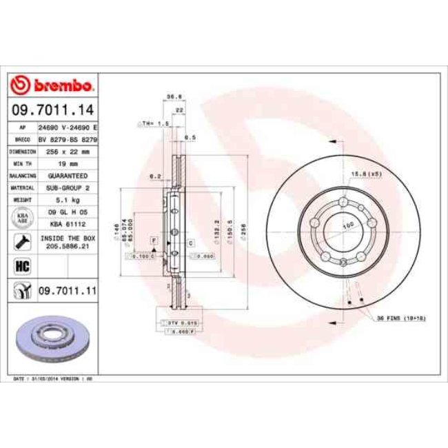 2 Disques De Frein Brembo Vernis Uv 09.7011.11