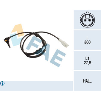 Capteur De Vitesse De Roue Abs Fae 78256