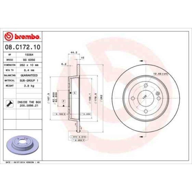 2 Disques De Frein Brembo 08.c172.10