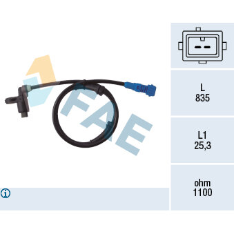 Capteur De Vitesse De Roue Abs Fae 78089f
