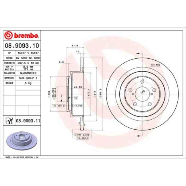 2 Disques De Frein Brembo Vernis Uv 08.9093.11