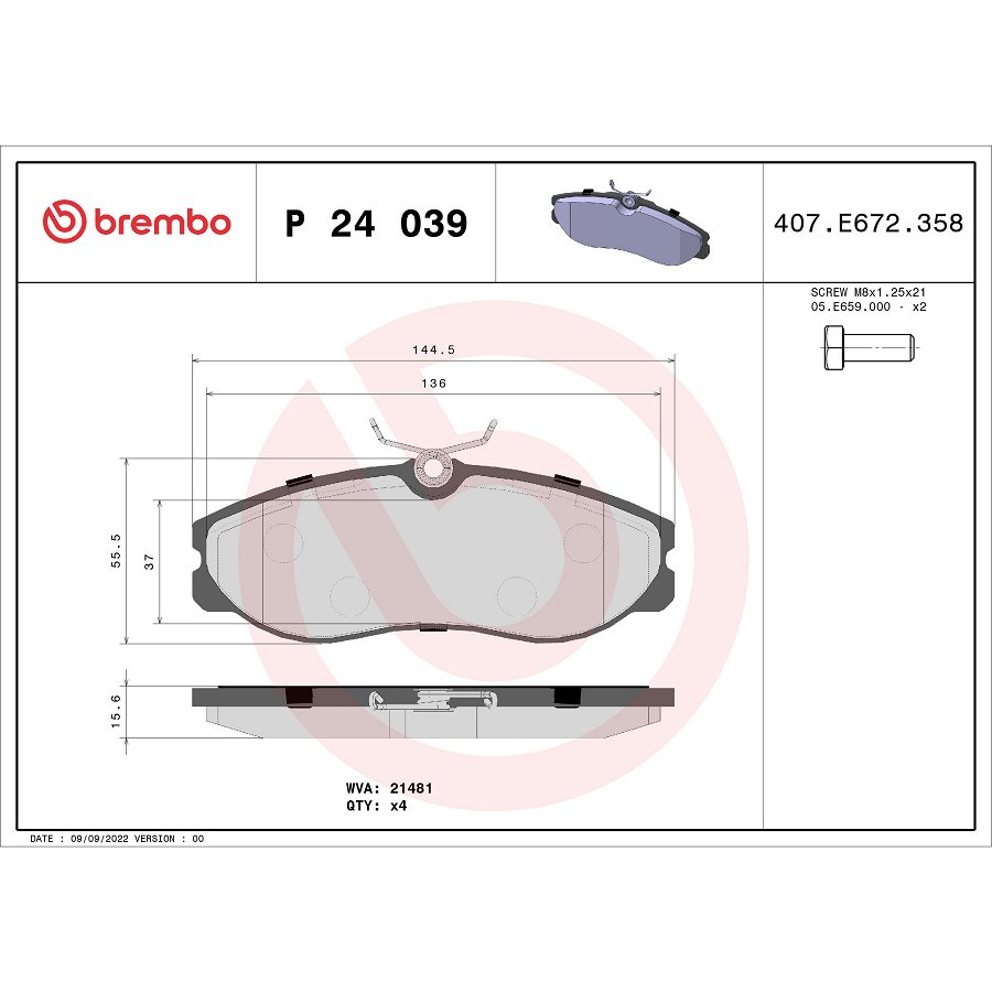 4 Plaquettes De Frein Brembo P24039
