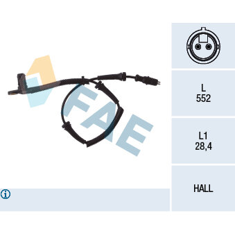 Capteur De Vitesse De Roue Abs Fae 78095f