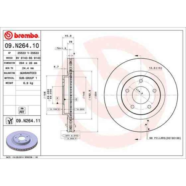 2 Disques De Frein Brembo Vernis Uv 09.n264.11