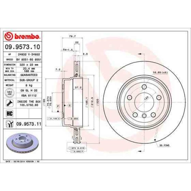 2 Disques De Frein Brembo Vernis Uv 09.9573.11